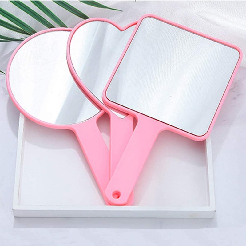 TBWHL Heart-Shaped Travel Handheld Mirror Portable Personal Cosmetic Hand Mirror with Handle, Cute Hand held Mirror for Shaving Single-Sided Portable Travel Vanity Mirror for Men & Women Pink - Image 5